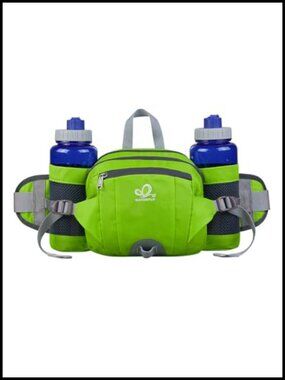 Water Resistant Nylon Fanny Pack Waist Bag with 2 Water Bottle Holders